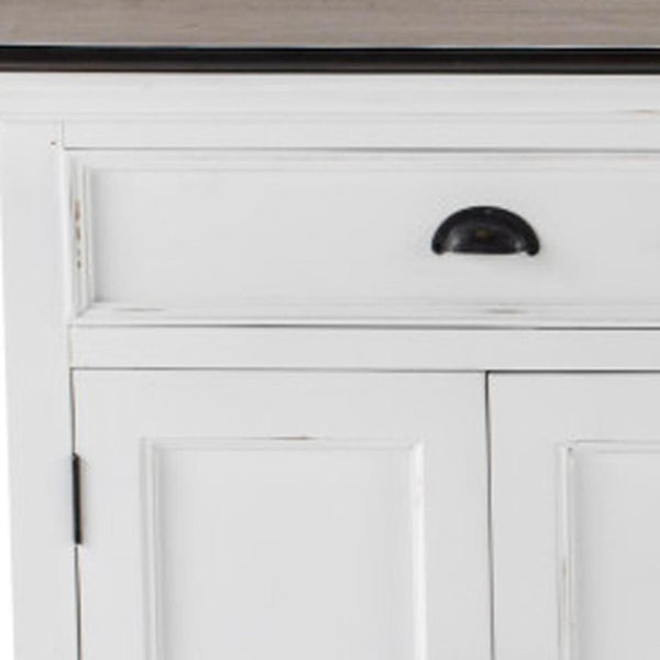 HomeRoots 74" Antiqued White Solid Wood Buffet Table - Elegant Storage with Versatile Style & Functionality 523202