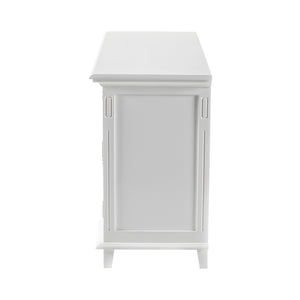 HomeRoots 59" White Solid Wood Buffet Cabinet with Two Drawers & Four Doors for Stylish Storage Solutions 523208