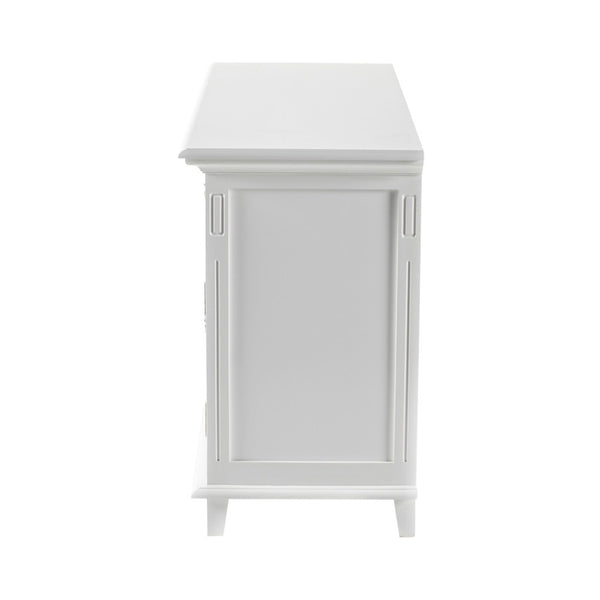 HomeRoots 59" White Solid Wood Buffet Cabinet with Two Drawers & Four Doors for Stylish Storage Solutions 523208