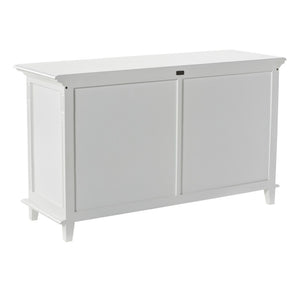 HomeRoots 59" White Solid Wood Buffet Cabinet with Two Drawers & Four Doors for Stylish Storage Solutions 523208