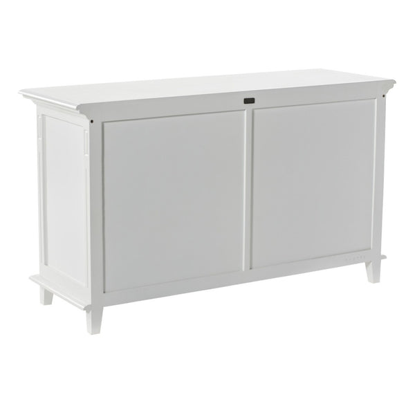HomeRoots 59" White Solid Wood Buffet Cabinet with Two Drawers & Four Doors for Stylish Storage Solutions 523208