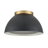 Pelham 10'' Wide 2-Light Flush Mount - Satin Brass with Matte Black 52323/2 Elk Lighting