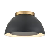 Pelham 10'' Wide 2-Light Flush Mount - Satin Brass with Matte Black 52323/2 Elk Lighting