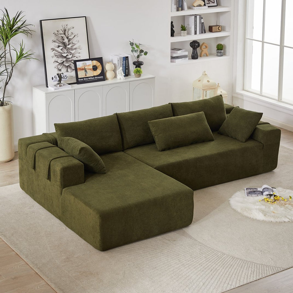 English Elm Modern Chenille Upholstered Sectional Sofa Set - L-Shaped 108" Couch With 6 Pillows For Flexibility W834S00396