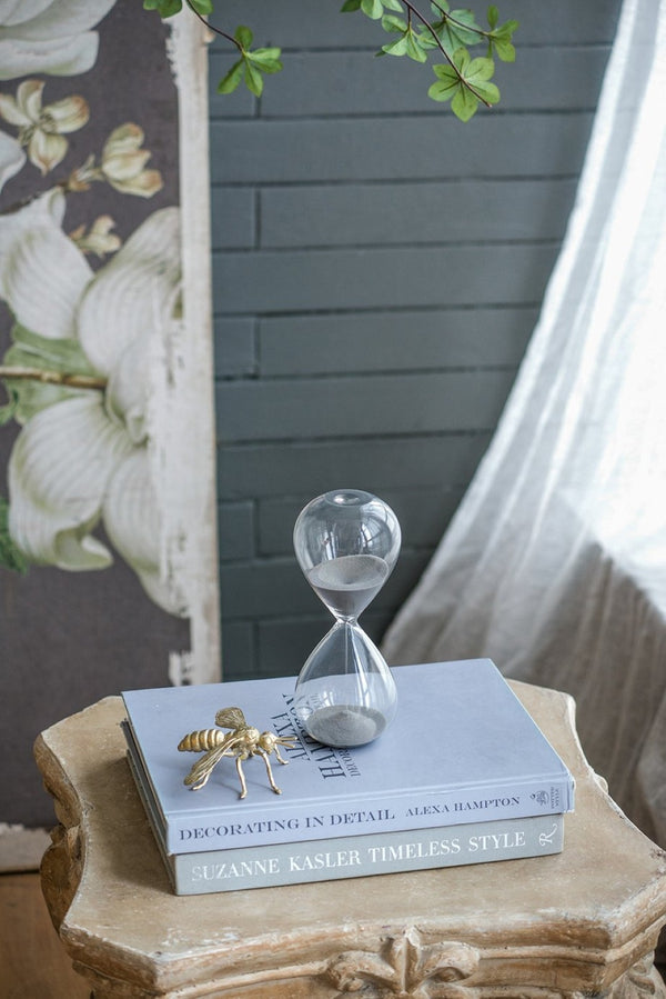 English Elm Set Of 2 Elegant 30-Minute Hourglasses With Gray Sand - Modern Decor For Home & Office Spaces W2078P278060-GIGA