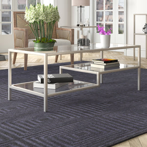 Homeroots 45" Silver Glass And Steel Coffee Table With Two Shelves   523330