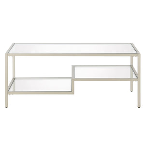 Homeroots 45" Silver Glass And Steel Coffee Table With Two Shelves   523330