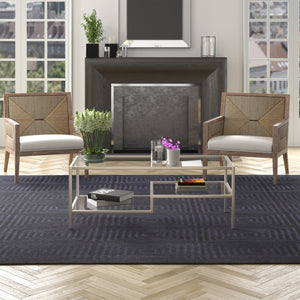 Homeroots 45" Silver Glass And Steel Coffee Table With Two Shelves   523330