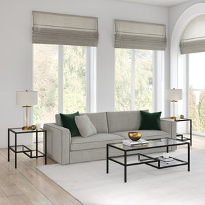 Homeroots 45" Black Glass And Steel Coffee Table With Two Shelves   523331