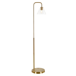 Homeroots 62" Brass Arched Floor Lamp With Clear Transparent Glass Cone Shade  Metal 523336