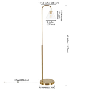 Homeroots 62" Brass Arched Floor Lamp With Clear Transparent Glass Cone Shade  Metal 523336