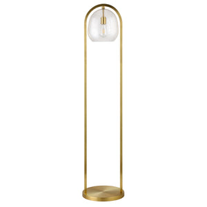Homeroots 65" Brass Column Floor Lamp With Clear Seeded Glass Globe Shade  Metal 523340