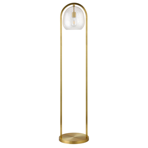 Homeroots 65" Brass Column Floor Lamp With Clear Seeded Glass Globe Shade  Metal 523340