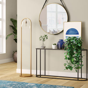 Homeroots 65" Brass Column Floor Lamp With Clear Seeded Glass Globe Shade  Metal 523340