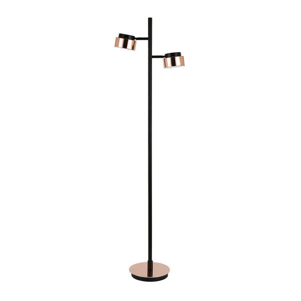 Homeroots 68" Black Two Light Tree Floor Lamp With Copper Bell Shade  Metal 523348