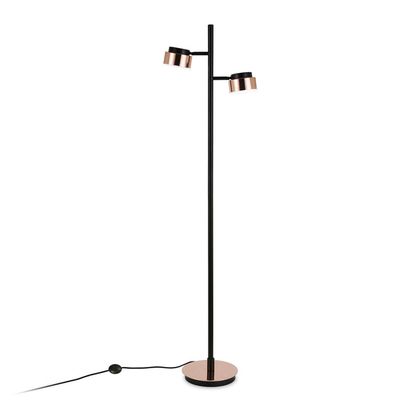 Homeroots 68" Black Two Light Tree Floor Lamp With Copper Bell Shade  Metal 523348