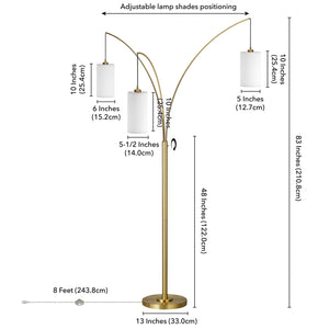 Homeroots 83" Brass Three Light Tree Floor Lamp With White Frosted Glass Drum Shade  Metal 523351