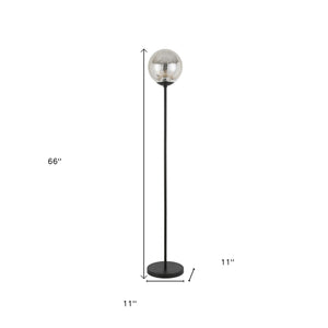 Homeroots 66" Black Floor Lamp With Gold Mercury Glass Globe  Metal 523358