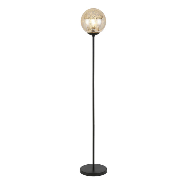Homeroots 66" Black Floor Lamp With Gold Mercury Glass Globe  Metal 523358