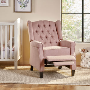 English Elm Christopher Knight Home® - 28" 28" Wide Manual Wing Chair Recliner Light Pink Fabric Push-Back Tufted Diamond Stitch Cozy Elegance 68629.00LBLSH