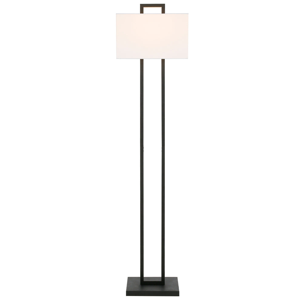 Homeroots 68" Black Traditional Shaped Floor Lamp With White Frosted Glass Rectangular Shade  Metal 523372