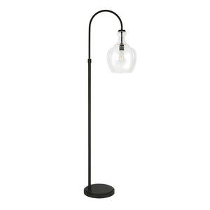 Homeroots 70" Black Arched Floor Lamp With Clear Transparent Glass Dome Shade  Metal 523390