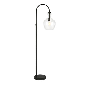 Homeroots 70" Black Arched Floor Lamp With Clear Transparent Glass Dome Shade  Metal 523390