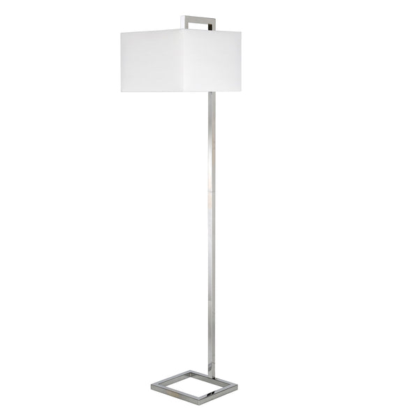 Homeroots 68" Nickel Floor Lamp With White Frosted Glass Rectangular Shade  Metal 523419