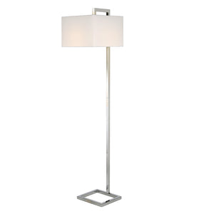 Homeroots 68" Nickel Floor Lamp With White Frosted Glass Rectangular Shade  Metal 523419