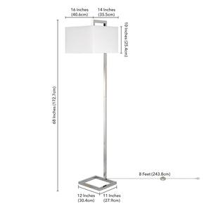 Homeroots 68" Nickel Floor Lamp With White Frosted Glass Rectangular Shade  Metal 523419
