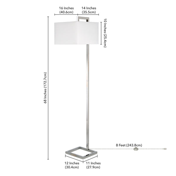 Homeroots 68" Nickel Floor Lamp With White Frosted Glass Rectangular Shade  Metal 523419