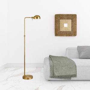 Homeroots 66" Brass Reading Floor Lamp With Gold Dome Shade  Metal 523428
