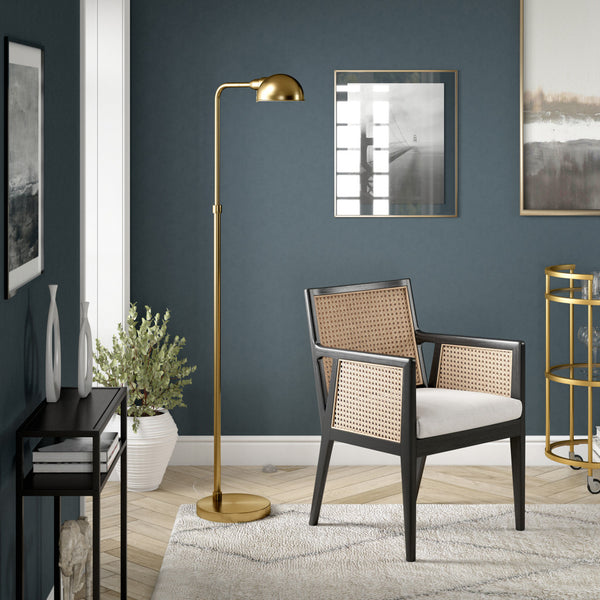 Homeroots 66" Brass Reading Floor Lamp With Gold Dome Shade  Metal 523428