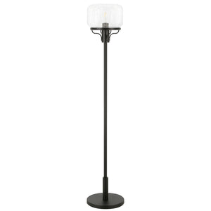 Homeroots 62" Black Novelty Floor Lamp With Clear Seeded Glass Globe Shade  Metal 523437