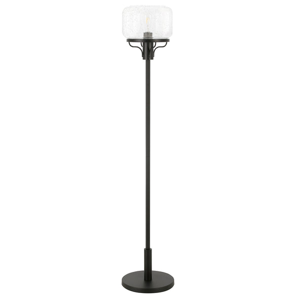 Homeroots 62" Black Novelty Floor Lamp With Clear Seeded Glass Globe Shade  Metal 523437