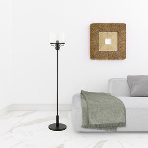 Homeroots 62" Black Novelty Floor Lamp With Clear Seeded Glass Globe Shade  Metal 523437