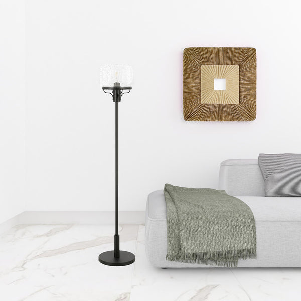 Homeroots 62" Black Novelty Floor Lamp With Clear Seeded Glass Globe Shade  Metal 523437