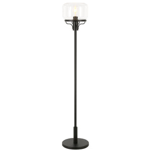 Homeroots 62" Black Novelty Floor Lamp With Clear Seeded Glass Globe Shade  Metal 523437