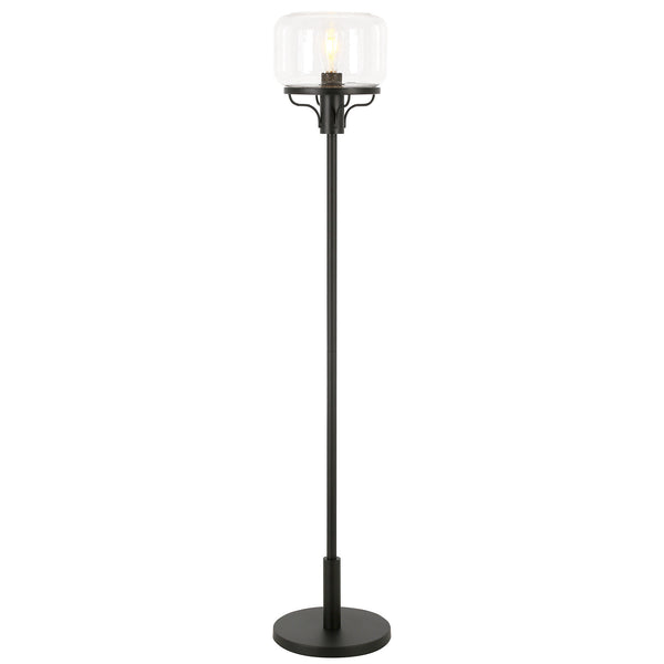 Homeroots 62" Black Novelty Floor Lamp With Clear Seeded Glass Globe Shade  Metal 523437