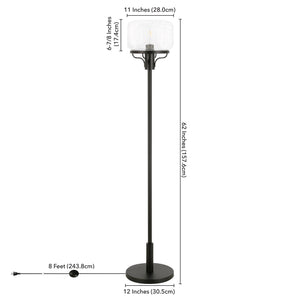 Homeroots 62" Black Novelty Floor Lamp With Clear Seeded Glass Globe Shade  Metal 523437