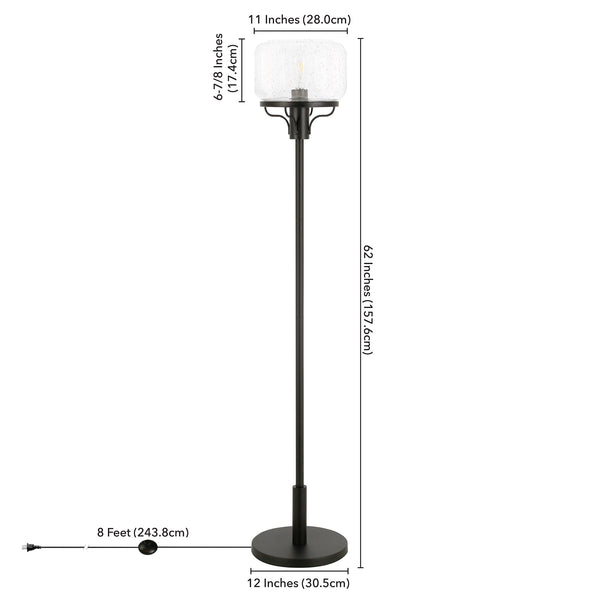 Homeroots 62" Black Novelty Floor Lamp With Clear Seeded Glass Globe Shade  Metal 523437