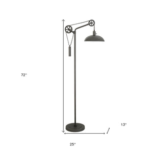 Homeroots 72" Steel Reading Floor Lamp With Silver Dome Shade  Metal 523443