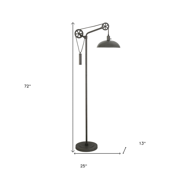 Homeroots 72" Steel Reading Floor Lamp With Silver Dome Shade  Metal 523443