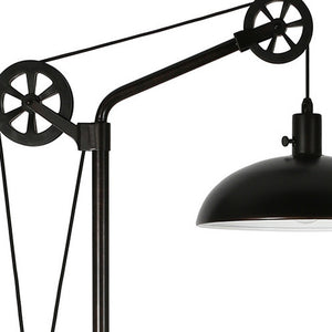 Homeroots 72" Black Adjustable Reading Floor Lamp With Black Metal Dome Shade  Metal 523444