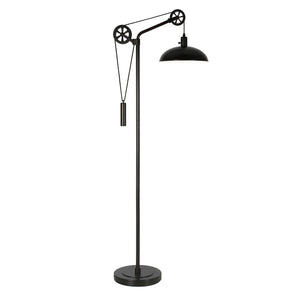 Homeroots 72" Black Adjustable Reading Floor Lamp With Black Metal Dome Shade  Metal 523444