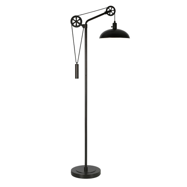 Homeroots 72" Black Adjustable Reading Floor Lamp With Black Metal Dome Shade  Metal 523444