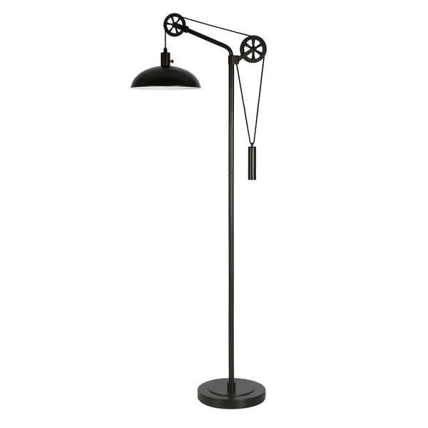 Homeroots 72" Black Adjustable Reading Floor Lamp With Black Metal Dome Shade  Metal 523444