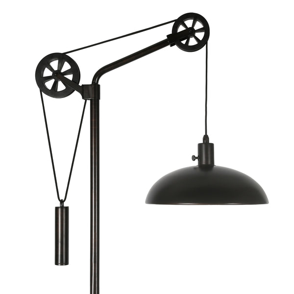 Homeroots 72" Black Adjustable Reading Floor Lamp With Black Metal Dome Shade  Metal 523444