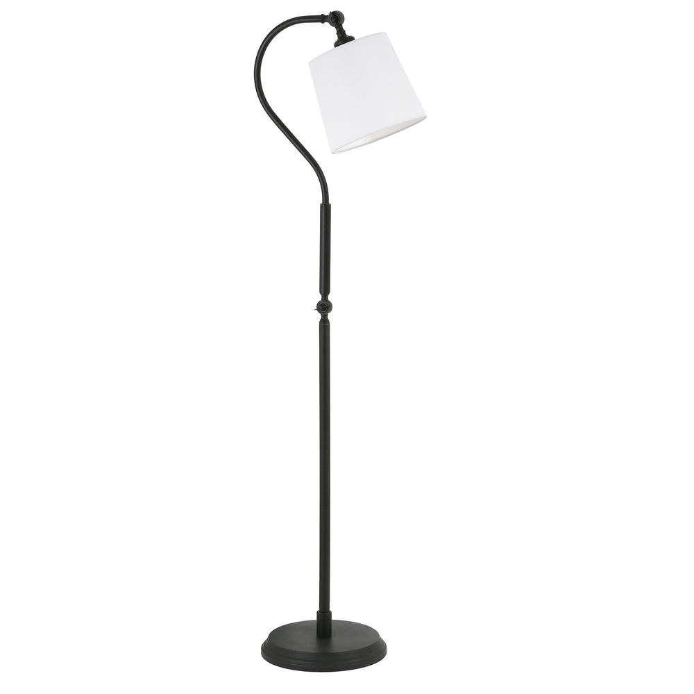 Homeroots 57" Black Arched Floor Lamp With White Frosted Glass Drum Shade  Metal 523454