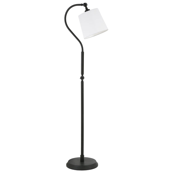 Homeroots 57" Black Arched Floor Lamp With White Frosted Glass Drum Shade  Metal 523454